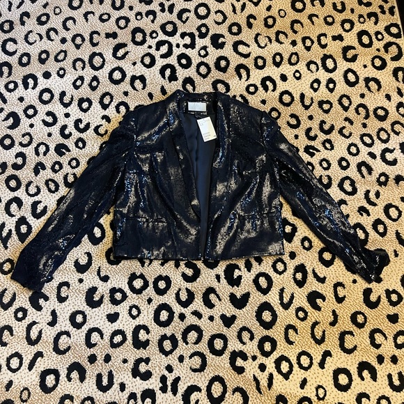 Cropped Black Sequin Jacket - Picture 5 of 9